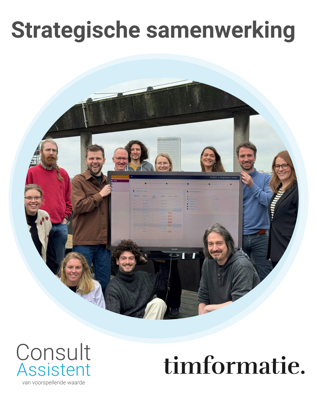 Het team van Timformatie en ConsultAssistent vieren de samenwerking