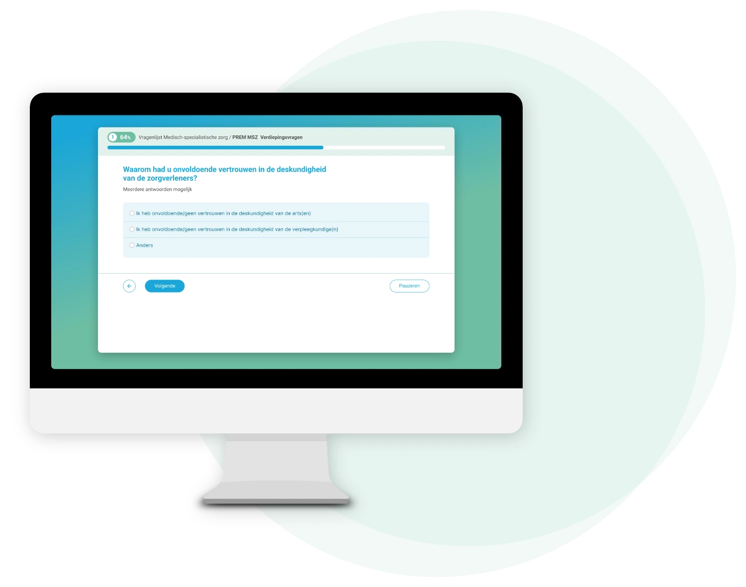 Digitale PREM-vragenlijst van ConsultAssistent op een computerscherm