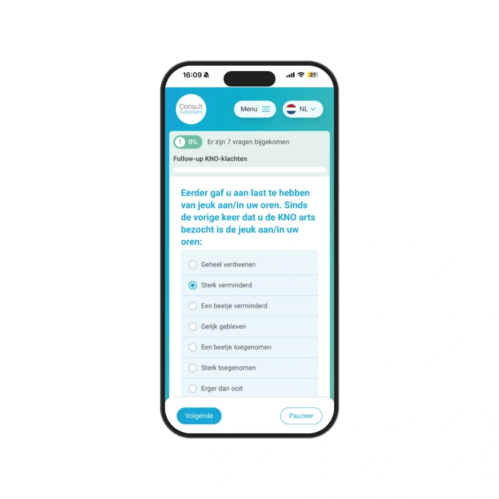 Digitale vervolgvragen van ConsultAssistent op een smartphone.