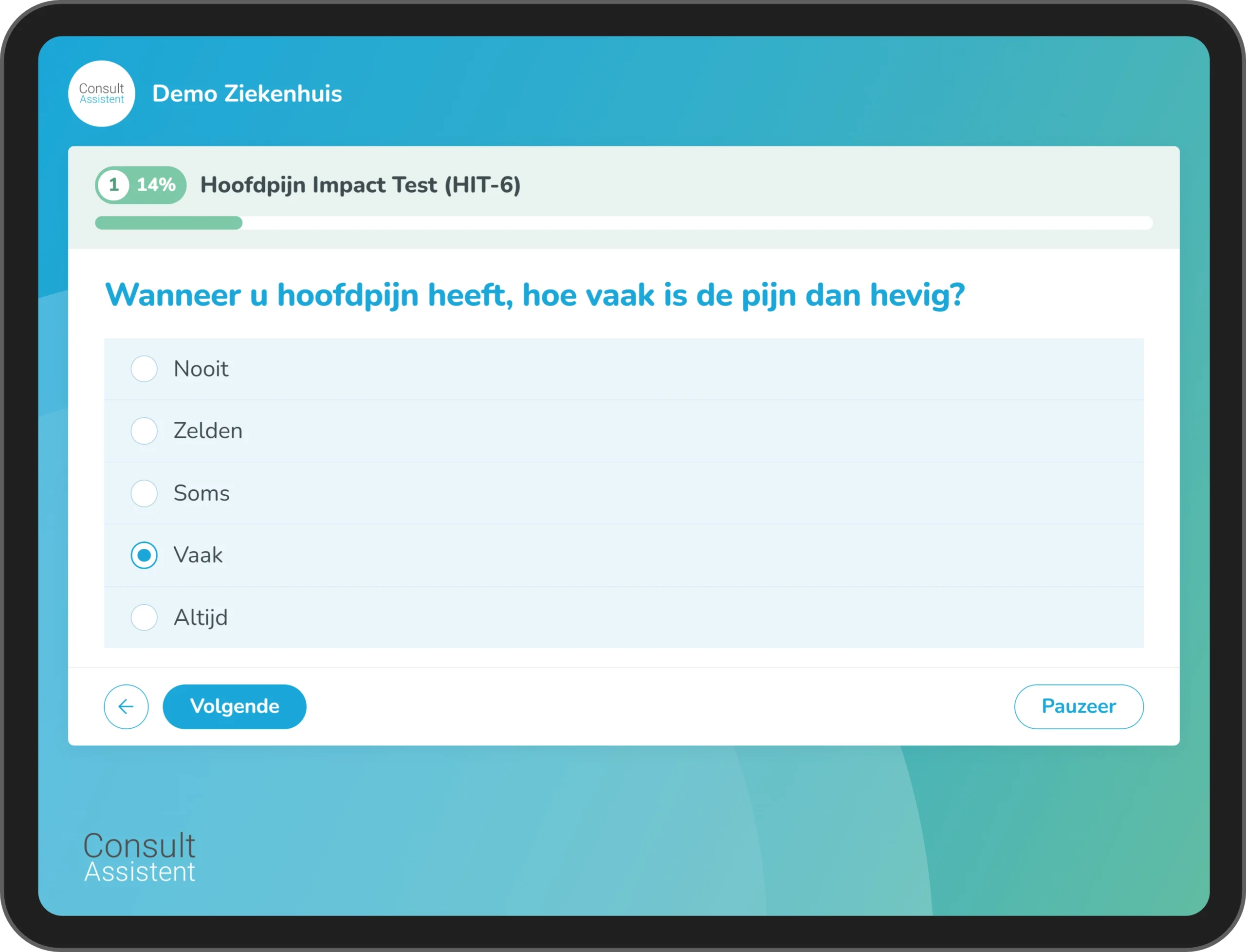 Digitale PROM op Ipad scherm.
