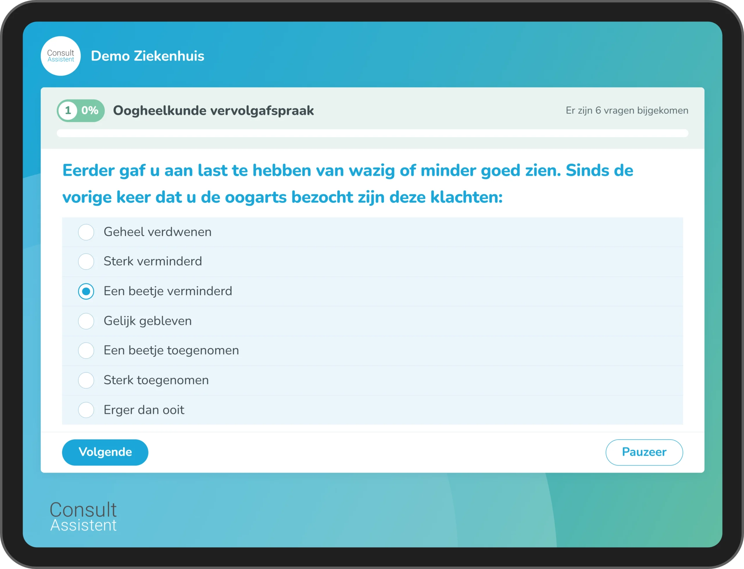 Digitale follow-up op Ipad scherm.