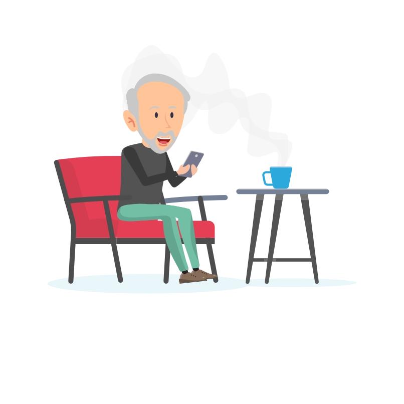 Patiënt vult op zijn telefoon de digitale auto-anamnese in.